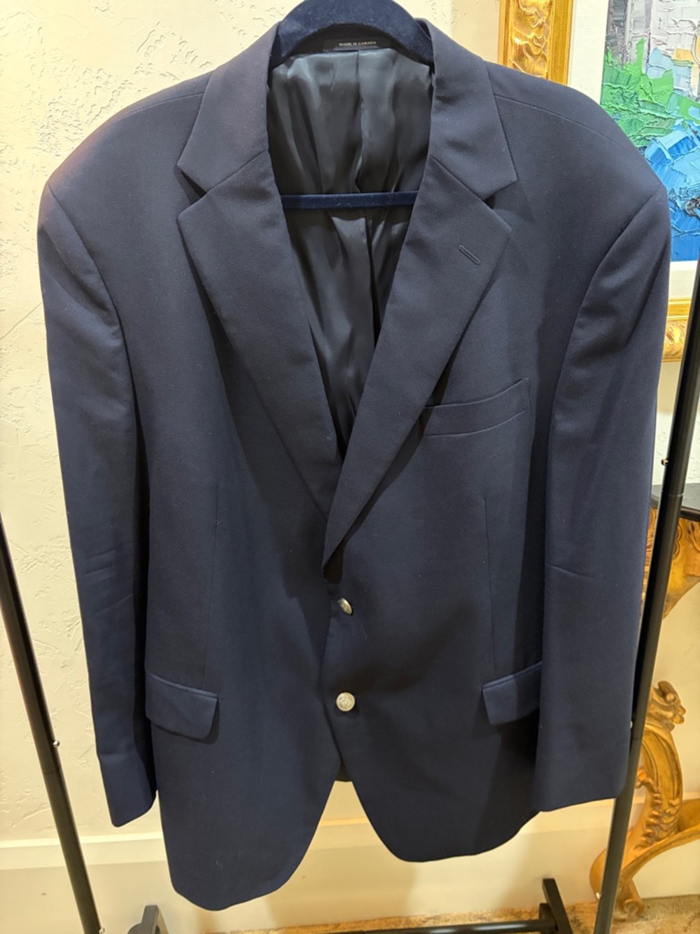 Hart Schaffner Marx Navy Sport Coat with Silver Buttons